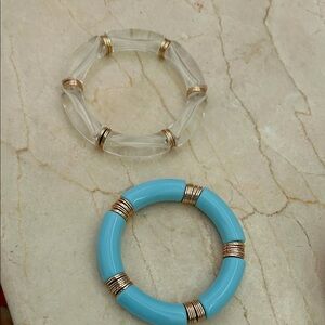 Elegant Blue and Clear Bracelet Set